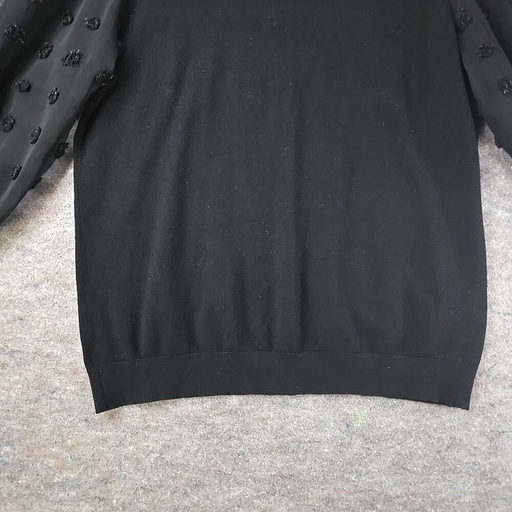 Adrianna Papell Black Long Sheer Dot Sleeve Light Sweater Womens sz L - Picture 7 of 12